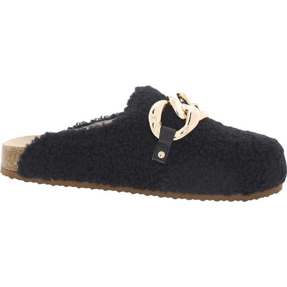 Nine West Womens Everyth 2 Black Cozy Faux Fur Comfy Mules Shoes NWT - Picture 2 of 3